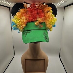 CRAZY MICKEY MOUSE EARS HAT WITH HAIR ADULT BASEBALL NEW DISNEY WORLD